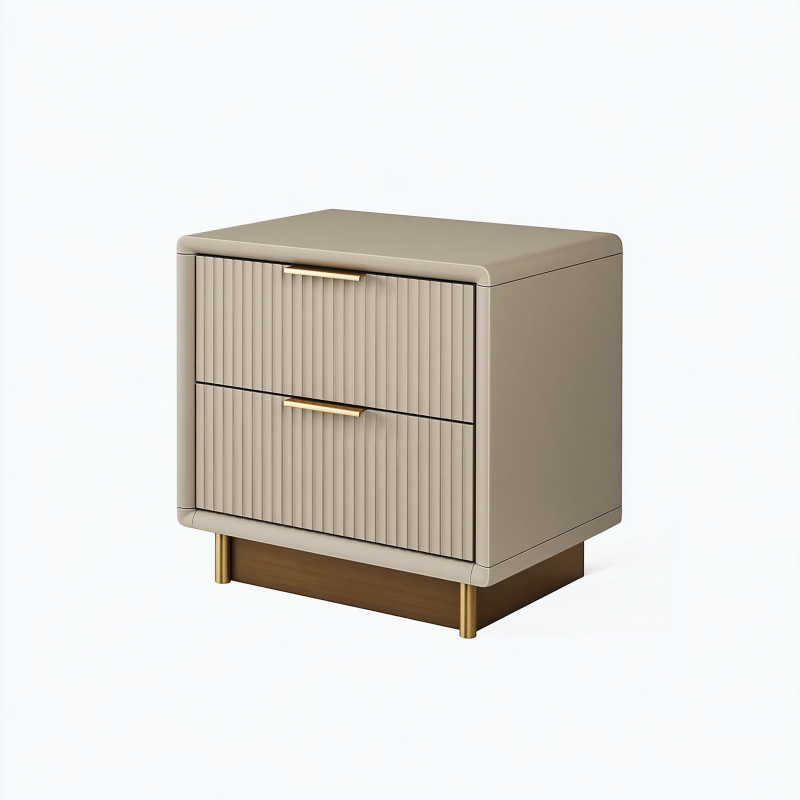Nachttisch 60 x 40 x 60 cm Taupe Holzwerkstoff mit 2 Schubladen geriffeltes Design