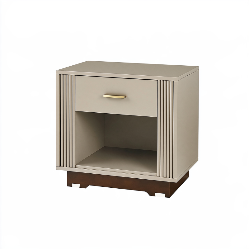 Nachttisch 60 x 45 x 60 cm Beige Holzwerkstoff mit Schublade geriffeltes Design