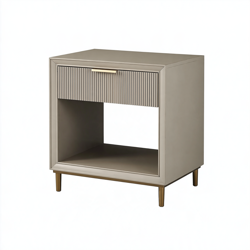 Nachttisch 50 x 40 x 55 cm in Taupe mit Schublade und offenem Fach