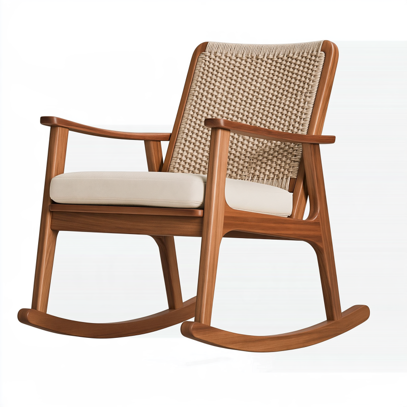 Schaukelstuhl 68 x 85 x 98 cm aus Holz in Braun mit Geflecht im Retro-Stil