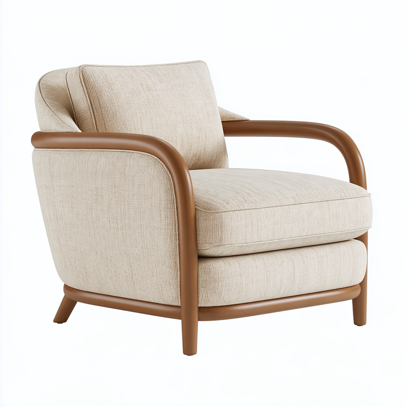 Sessel 85 x 80 x 85 cm Stoffbezug Beige Holzgestell Braun Modern