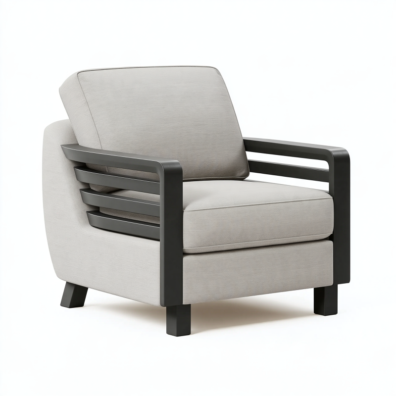 Sessel 82 x 86 x 88 cm Hellgrau Textil Metall Modern Wohnzimmer