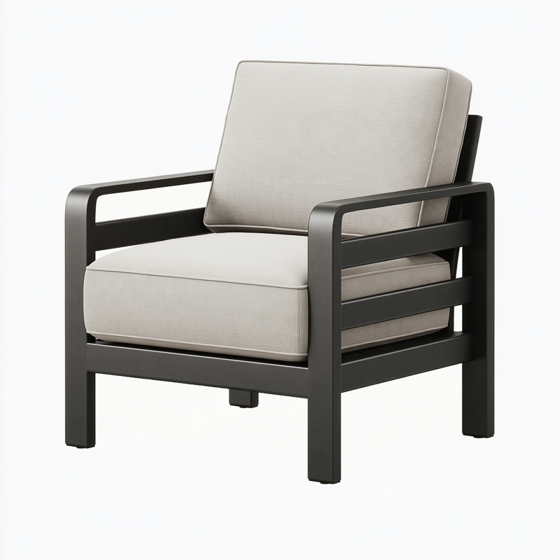 Garten-Loungesessel 75 x 80 x 82 cm Metallgestell Beige Schwarz gepolstert modern
