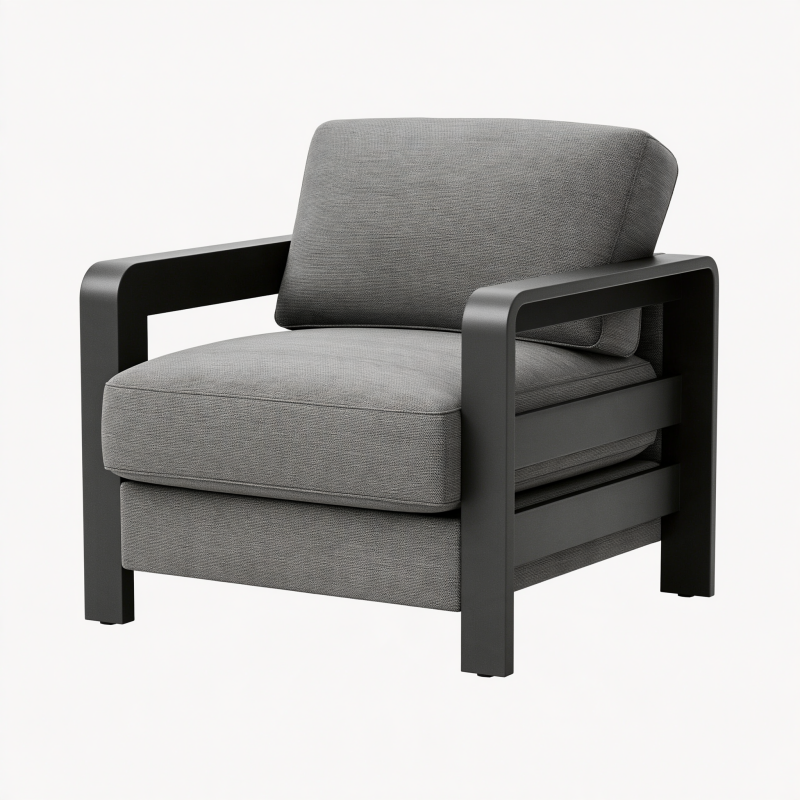 Loungesessel 78 x 82 x 75 cm Grau Schwarz mit Metallgestell im modernen Stil