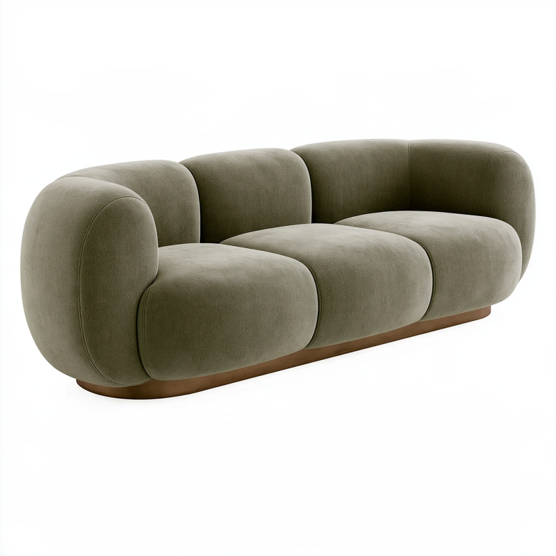 3-Sitzer Sofa 230 x 95 cm Olivgrün Samtbezug - Gepolstertes Wohnzimmer-Sofa