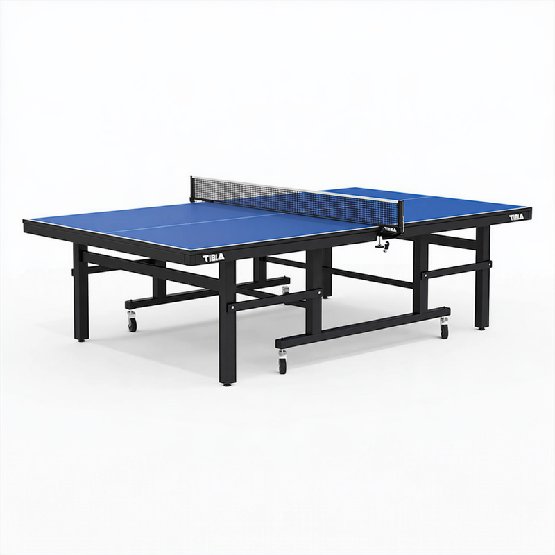 Tischtennisplatte 274 x 152.5 x 76 cm blau mit Stahlrahmen klappbar und fahrbar